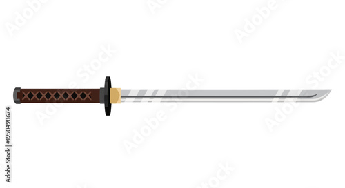 Japanese Katana Sword, Samurai Weapon, Traditional Japanese Sword, Isolated