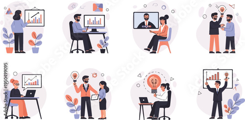 Business team collaborating on new ideas and projects digitally and in person