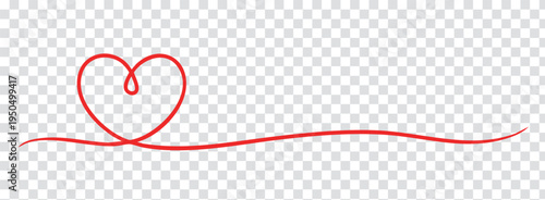 Red heart symbol with wavy line for love and valentines day concepts