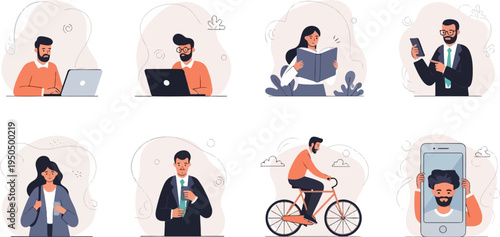 Diverse individuals engaged in daily activities and work-related tasks