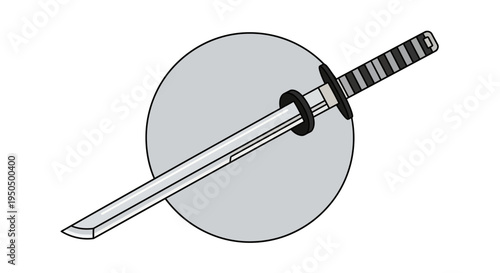 Samurai Sword Katana with Circular Emblem Icon