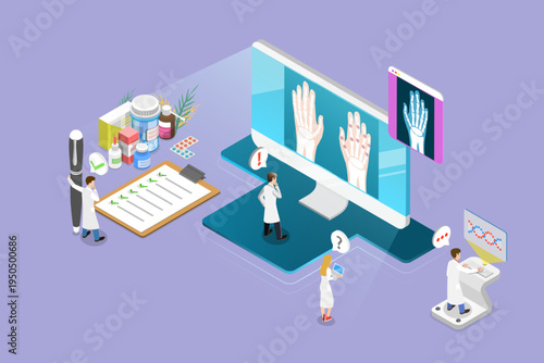 3D Isometric Flat Vector Illustration of Arthritis, Osteoarthritis, And Rheumatism In Wrist And Fingers
