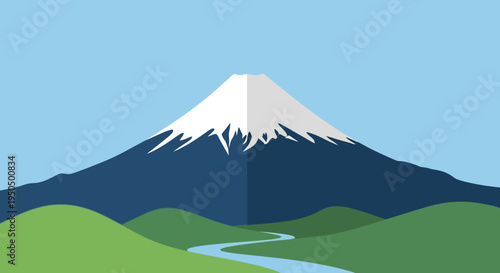 Flat Design Mount Fuji Landscape