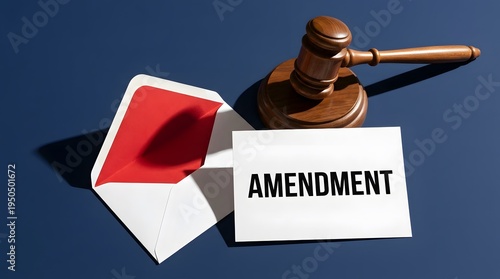 Wooden Judge Gavel with Amendment Card and Envelope
