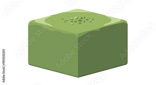 Green Cube Dessert with Granules on Top, Sweet Treat