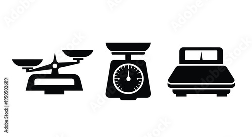 Three different types of scales are shown in a black and white illustration