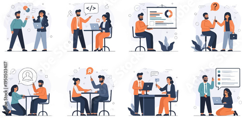 Diverse team members collaborate on projects, share ideas, and present findings