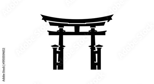 Black Silhouette of a Traditional Japanese Torii Gate