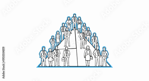 Stylized pyramid showing diverse individuals in professional attire
