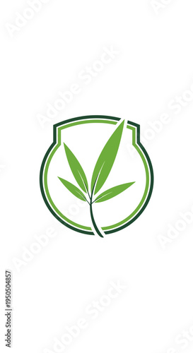 Green Cannabis Leaf Emblem, Marijuana Logo, Medical Weed Symbol, Eco Friendly