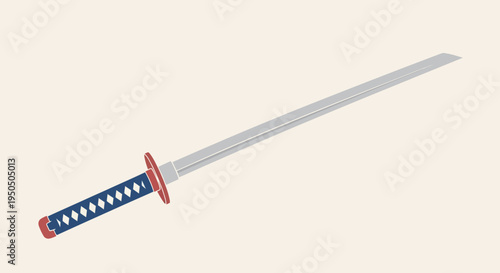 Japanese Katana Sword Illustration, Samurai Weapon, Traditional Japanese Sword