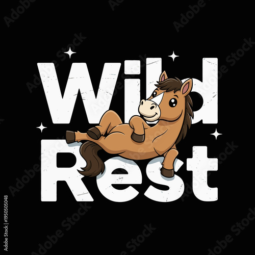 Cartoon horse in relaxed pose.