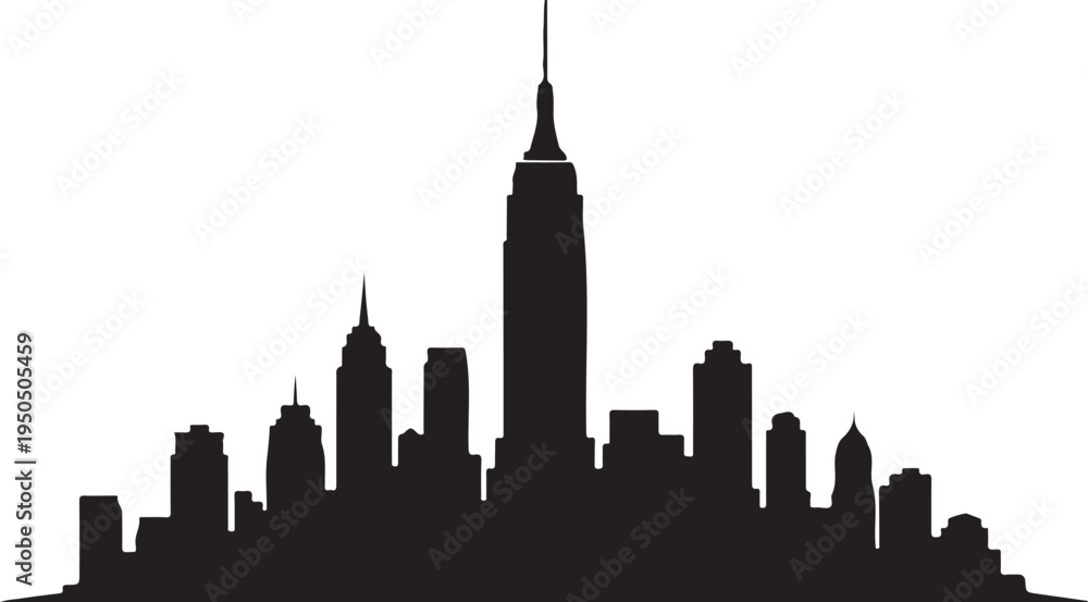 Εκτύπωση καμβά City skyline silhouette with tall skyscrapers and buildings  urban landscape