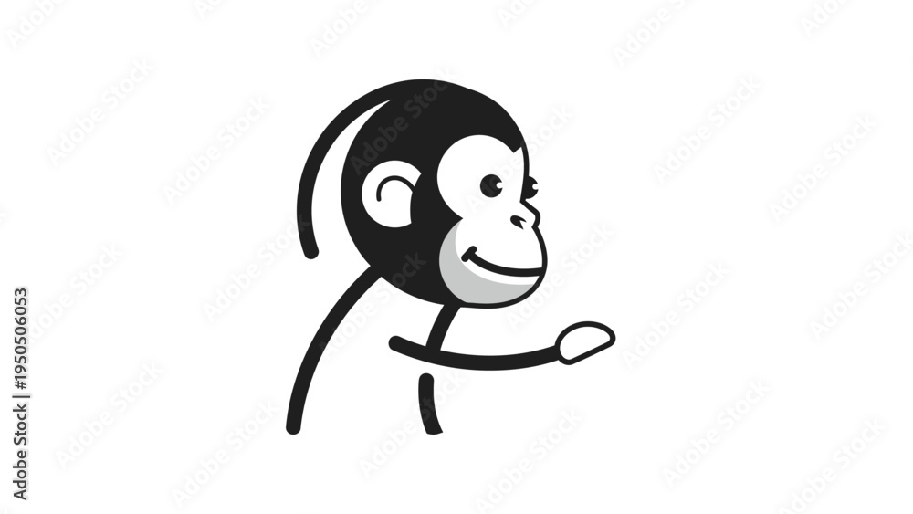 Obraz premium Cartoon monkey reaching out vector illustration isolated on white background