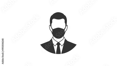 Man wearing face mask icon protection and health symbol on white background