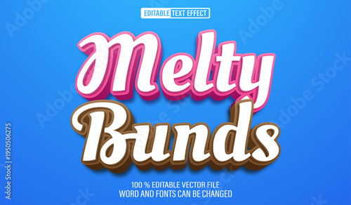 Editable 3d text style effect - Melty Bunds text effect Template