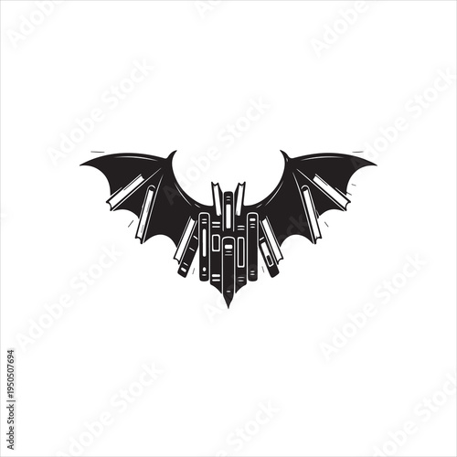  Winged literature creature with open bat wings Vector Image