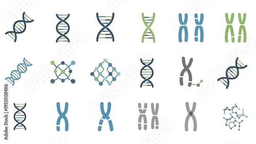 Abstract dna and chromosome icons science genetics and healthcare design