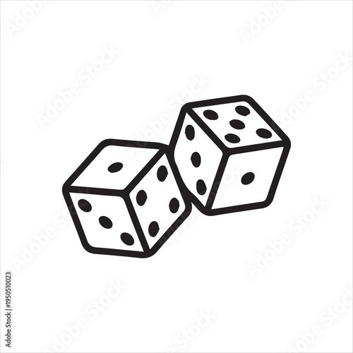  Two Dice Line Art Vector Image