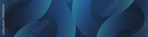 Modern digital abstract blue background with circular lines. Geometric stripe line art design for poster, brochure, cover, website, header, web banner, presentation