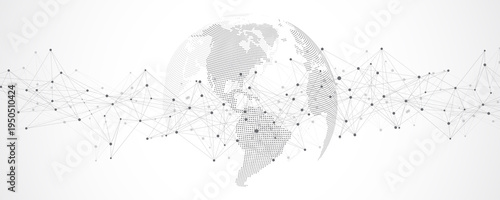 Global network connection banner design template. Header social network communication in the global business concept. Big data visualization. Internet technology