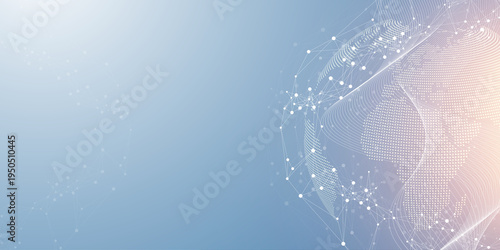 Global network connection banner design template. Header social network communication in the global business concept. Big data visualization. Internet technology