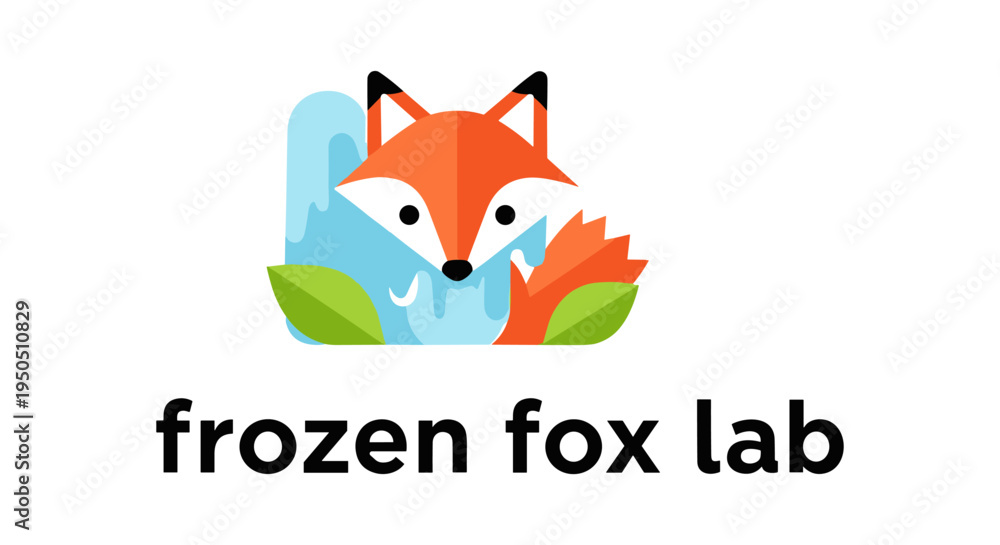 Obraz premium Colorful cartoon fox logo on white background for tech startup branding