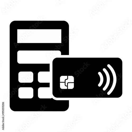 Vector of a payment terminal with a contactless credit card for seamless transactions