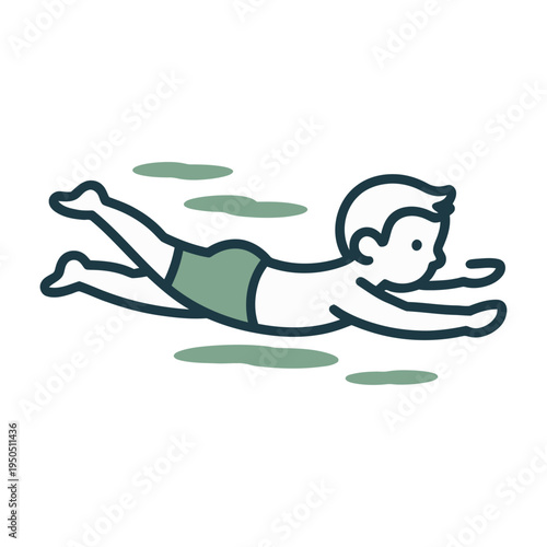 Vector of a man swimming in water with a relaxed pose