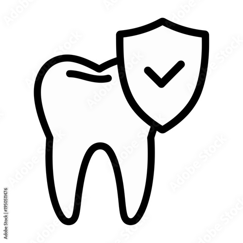 Vector of a tooth with a shield symbolizing dental protection and oral health