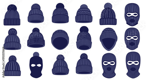Winter Hats Collection: Beanies and Balaclavas in Blue
