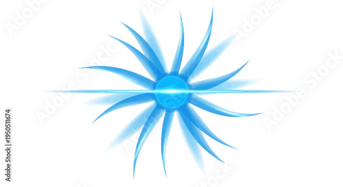 Abstract Blue Swirling Energy Vortex with Light Streak on White Background