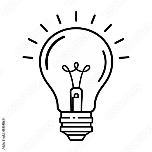 Vector of a classic light bulb with a glowing filament