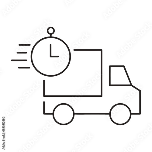 Vector of a delivery truck with a clock showing the importance of fast shipping