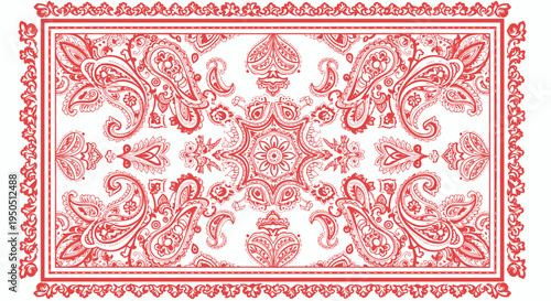 Red Paisley Pattern Textile Design