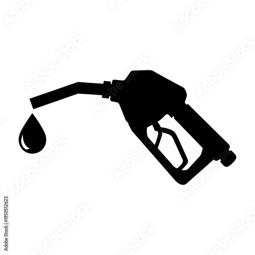 Black silhouette vector of a gasoline pump with a drop of fuel