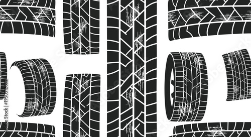 Tire Tread Pattern Seamless Background