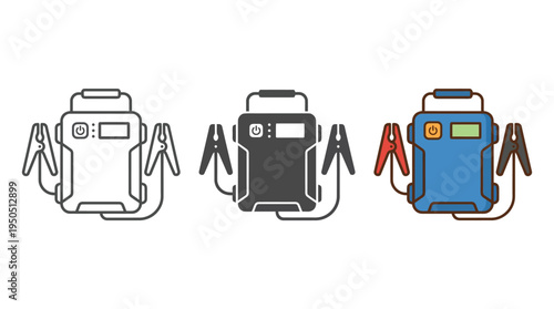 Jumper Cables and Battery Testers in White, Black, and Blue