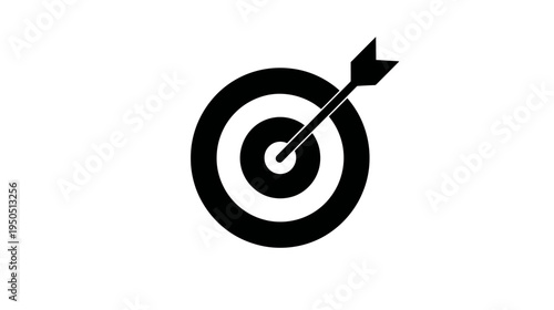 Target with arrow hitting bullseye icon. Concept of goal achievement, success, accuracy, and business strategy.