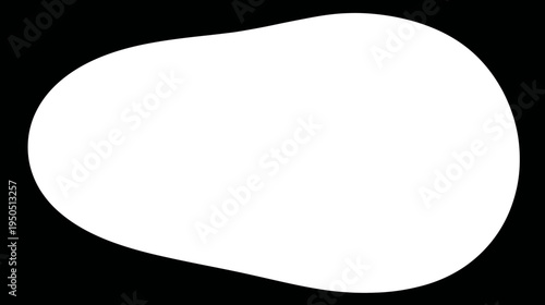 Abstract White Organic Rounded Shape on Black Background, Modern Minimalist Design Element and Copy Space