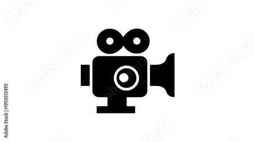 Classic Vintage Film Camera Icon. Retro Movie Recorder Symbol for Video Production, Cinema and Entertainment Industry
