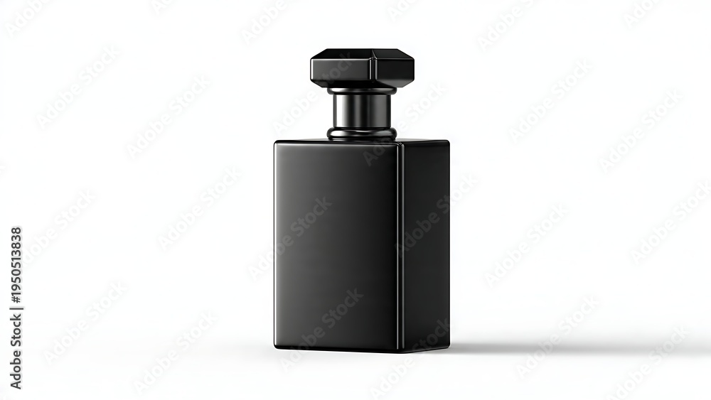 Obraz premium Elegant Black Perfume Bottle Mockup on White Background.