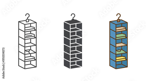 Colorful Bookshelf Illustrations with Hangers