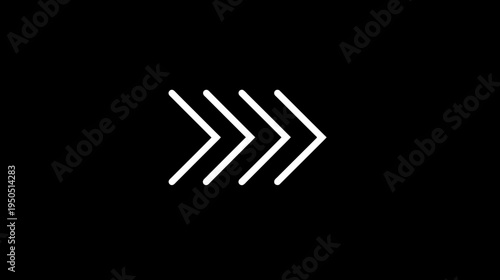 Modern abstract graphic of three white outline arrows pointing right on a black background, symbolizing progress or next step.
