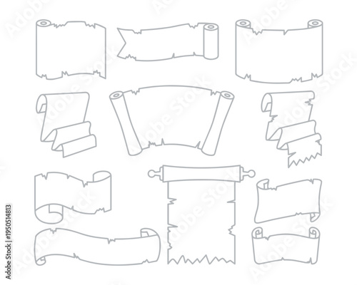 Ancient Scroll Paper Vector Set