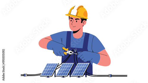 Solar Panel Technician: An illustration depicting a technician diligently working on solar panels, demonstrating expertise in sustainable energy.