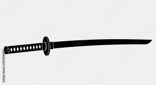 Black Katana Sword Silhouette - Japanese Samurai Weapon