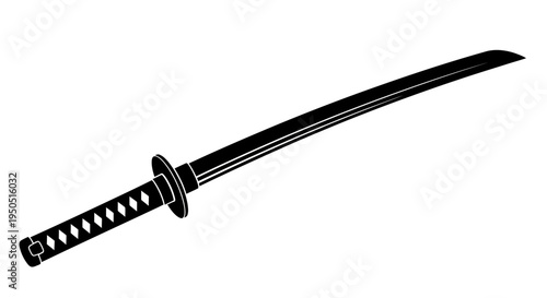 Black Samurai Sword Silhouette - Japanese Katana Weapon Icon