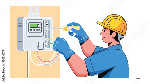 Technician at Work: A skilled technician diligently installs or repairs electrical components, demonstrating expertise in the technical field. 