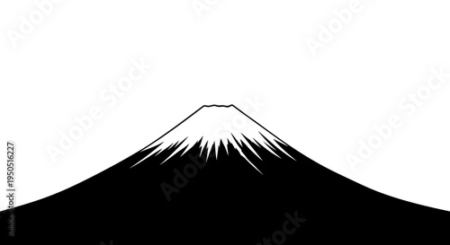 Mount Fuji Black and White Minimalist Landscape